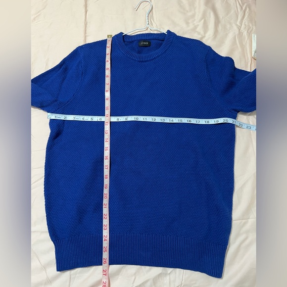 15. J. Crew Mens Blue Cotton Crewneck Sweater Moss Stitch Pullover - Picture 5 of 12